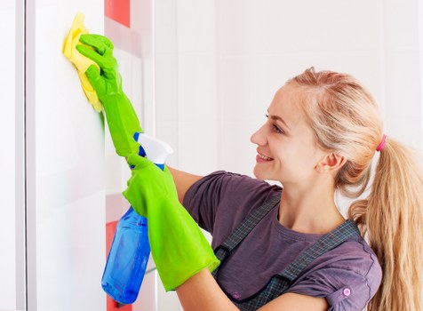 Professional domestic cleaning in a bright living room