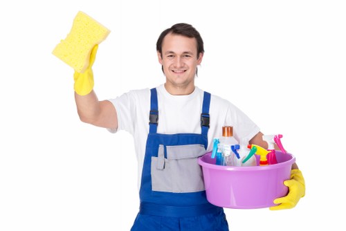 After builders cleaning of a dusty renovated room