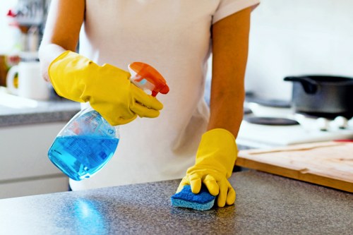 Airbnb cleaning service preparing a guest-ready rental living room