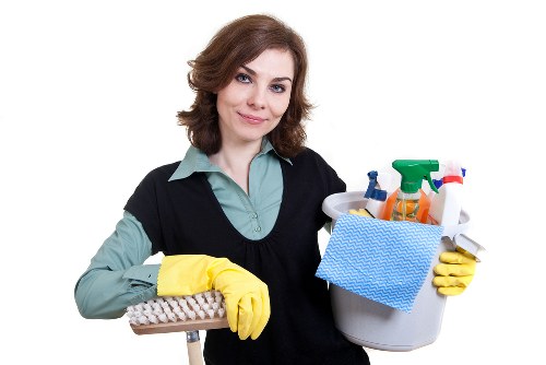 DIY oven cleaning supplies including baking soda and vinegar